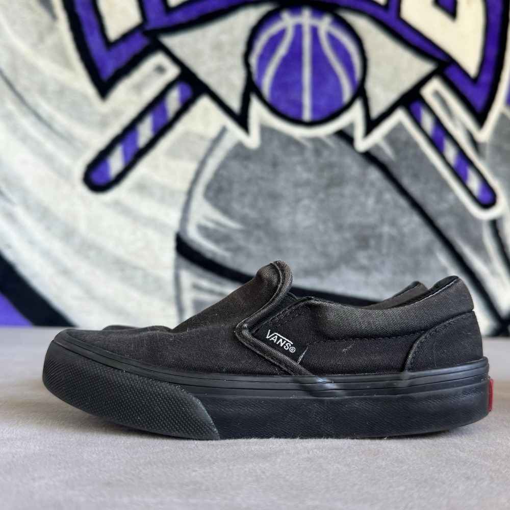 Size 13c - Vans Kids Slip On Shoes Black on Black